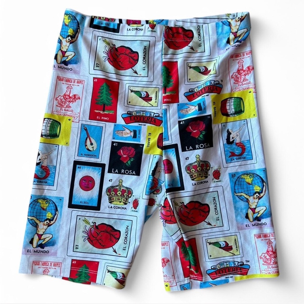 Forever 21 Colorful Loteria Graphic Bike Shorts
